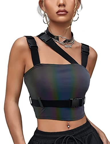 CYCLAMEN Women's Buckle Tube Crop Cami Tops