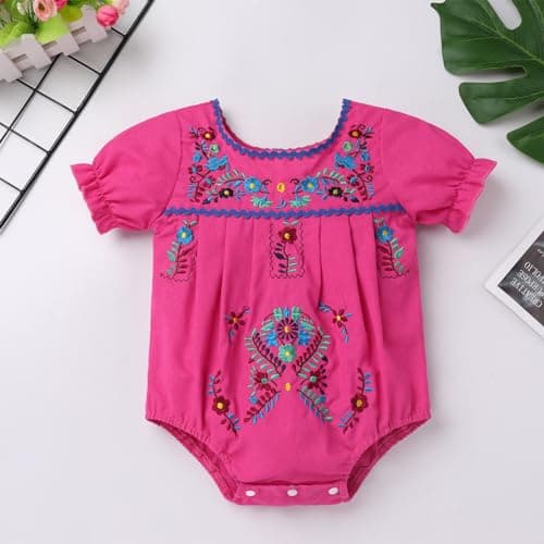 Newborn Baby Girl Mexican Romper for 1st Birthday Fiesta