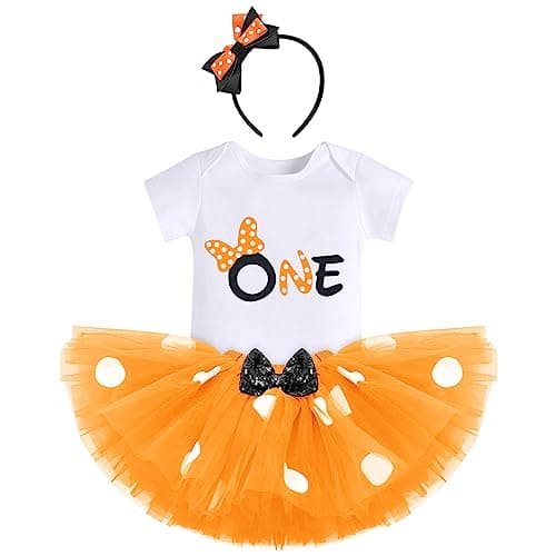 IBTOM CASTLE Polka Dots Romper Tutu Dress for Baby Girls Birthday Outfit