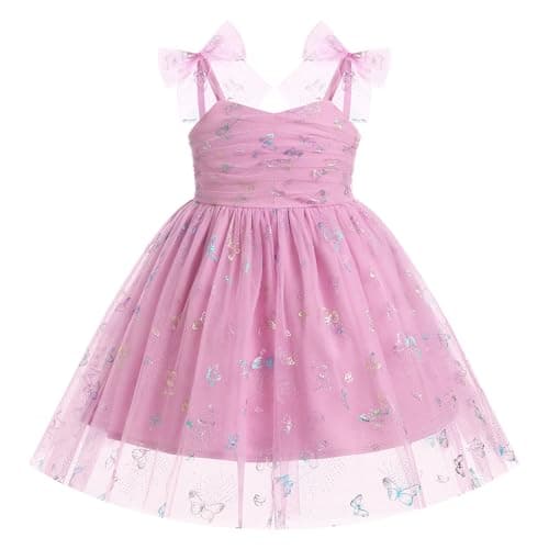 Toddler Girl Birthday Princess Dress with Shiny Confetti - Boho Rainbow Cake Smash Outfit (1-6T)