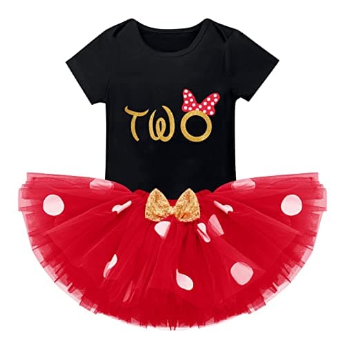 IMEKIS Baby Girls 1st Birthday Tutu Romper with Polka Dots & Mouse Ears Costume