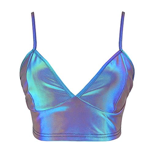 Reflective Crop Top for Women, Festival Rave Outfits and Girls Club Tank Vest