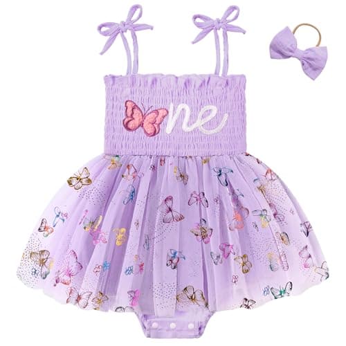 HONGTEYA Baby Girl 1st Birthday Outfit Lace Romper Summer Dress