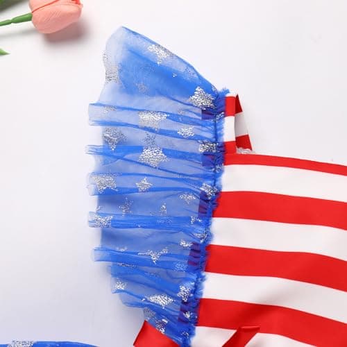 Patriotic Romper Tulle Dress Headband Birthday Cake Smash Photo Shoot for Newborn Baby Girl