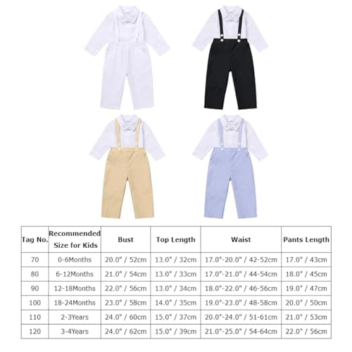 Christening Outfit for Toddler Boy with Bowtie and Suspenders