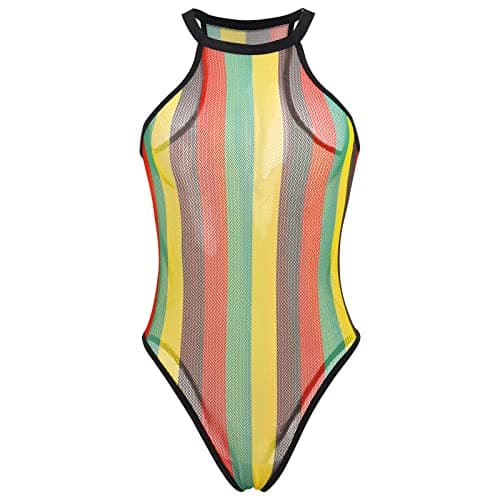 Rainbow Rave Outfit Fishnet Dress - Women's Music Festival Costume