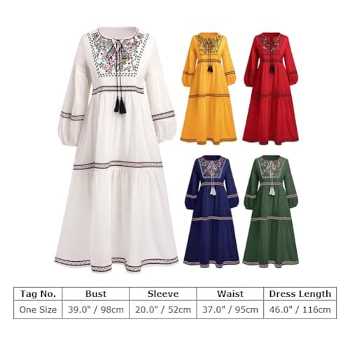 Floral Embroidered Mexican Dress for Women