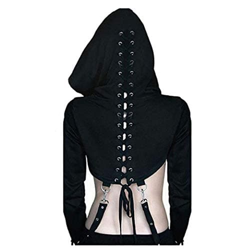 Gothic Punk Lace Hoodie Crop Top for Women