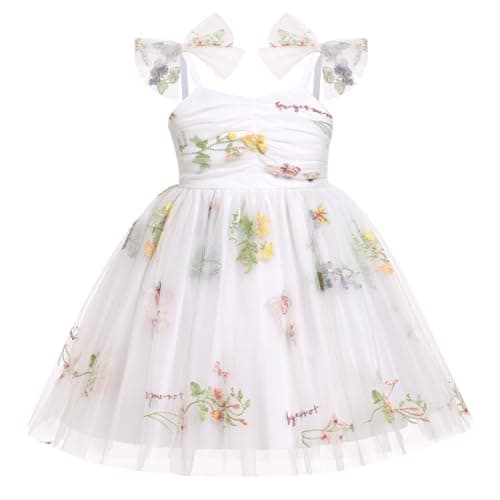 Toddler Girl Birthday Princess Dress with Shiny Confetti - Boho Rainbow Cake Smash Outfit (1-6T)