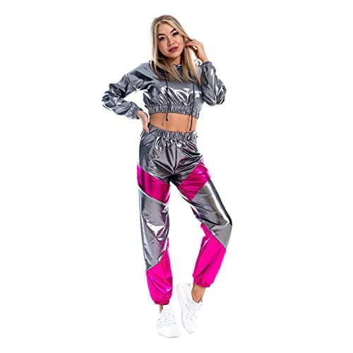 Metallic Hoodie and Sweatpants Set for Women by OBEEII