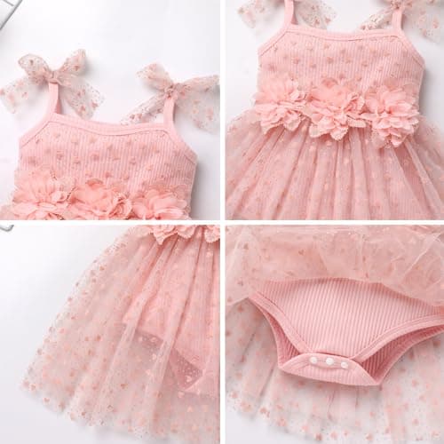Newborn Baby Girl 1st Birthday Outfit Shiny Tulle Romper Dress Headband Cake Smash Photo Shoot