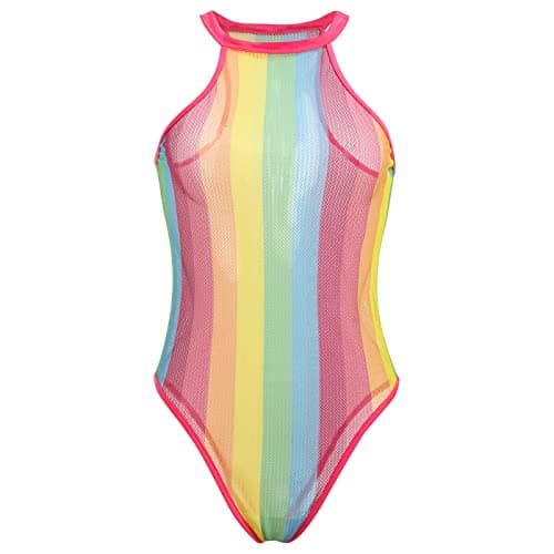 Rainbow Rave Outfit Fishnet Dress - Women's Music Festival Costume
