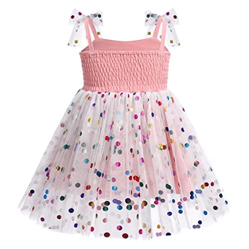 IDOPIP Baby Girls Tutu Sleeveless Backless Birthday Sundress Sequin Ruffle Tulle