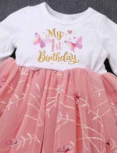 IDOPIP Baby Girls' 1st Birthday Flower Tutu Dress & Headband Set for Cake Smash