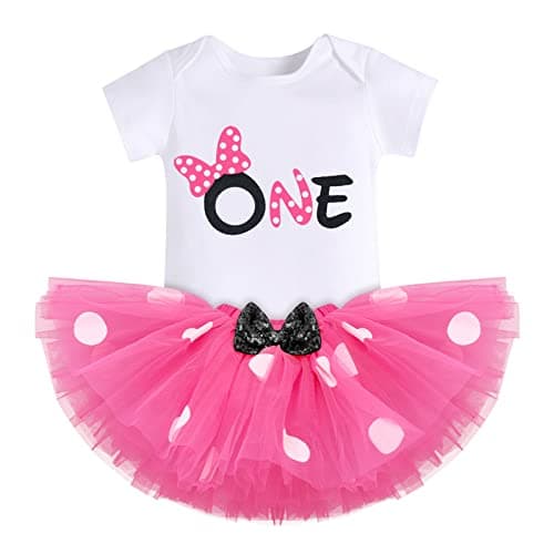 IMEKIS Baby Girls 1st Birthday Tutu Romper with Polka Dots & Mouse Ears Costume