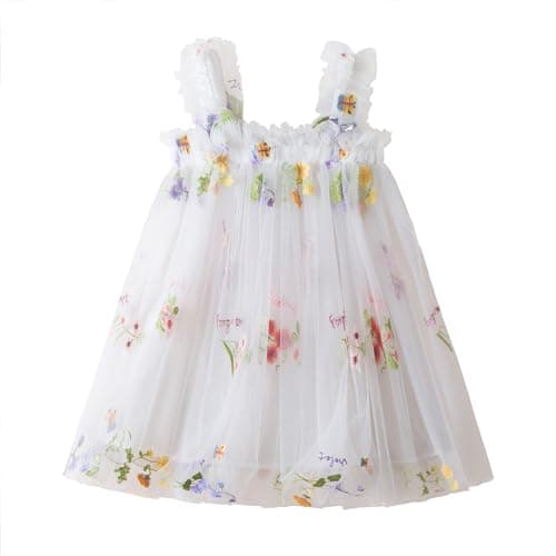 NNJXD Casual Flower Embroidered Tulle Dress for Baby GirlsToddler
