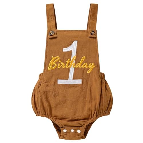 Solid Color 1st Birthday Romper for Baby Boys and Girls