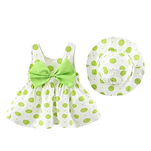 IMEKIS Toddler Girls Hawaiian Rainbow Backless Sundress & Straw Hat