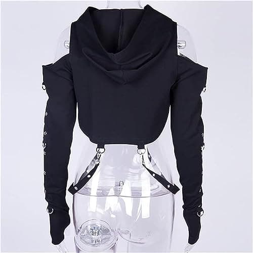 Gothic Crop Top Hoodie for Women