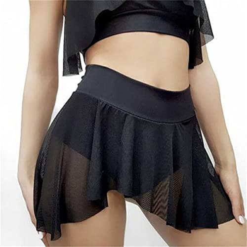 ABAFIP Women's Ruffle Mesh Tulle Dance Shorts with Elastic Waist