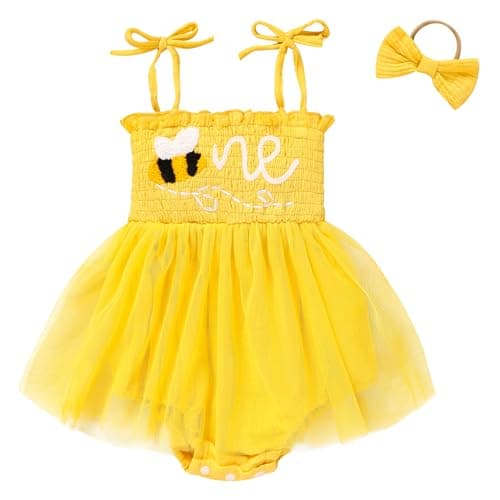TITKKOP Baby Girl 1st Birthday Tulle Romper Sleeveless Bodysuit