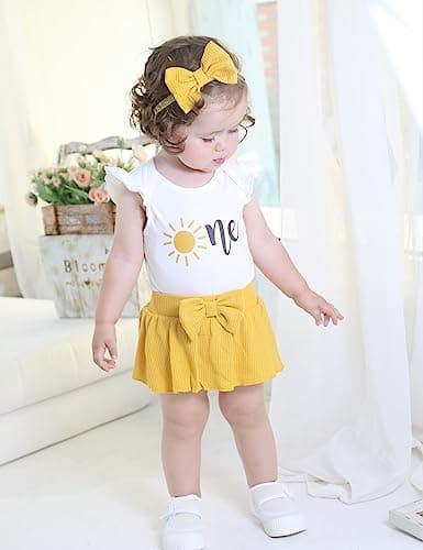 Aslaylme Baby Girl 1st Birthday Sunflower Outfit
