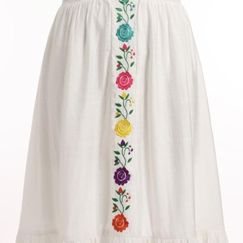 IMEKIS Women's Mexican Fiesta Floral Embroidered Maxi Dress