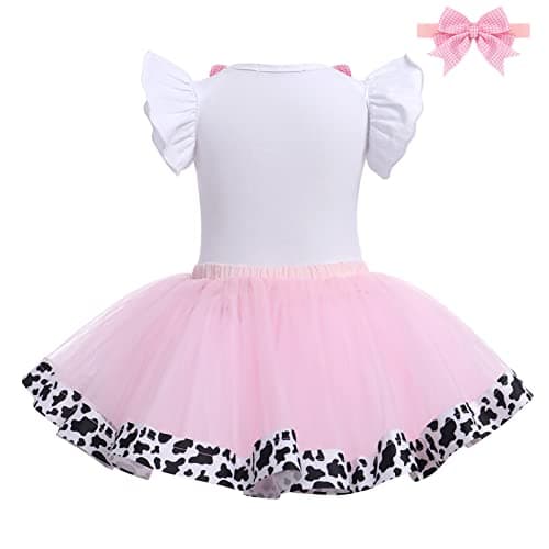 Baby Girl 1st Birthday Farm Cow Ladybug Romper Tutu Skirt Headband Cake Smash Photo Shoot Clothes