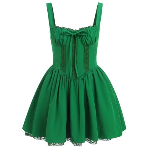 IMEKIS Women's Summer Lace Corset Mini Dress with Spaghetti Straps