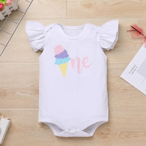 IMEKIS Baby Girl 1st Birthday Outfit with Strawberry Butterflies