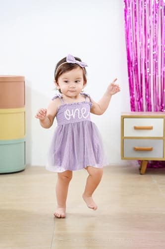 TITKKOP Baby Girl 1st Birthday Tulle Romper Sleeveless Bodysuit