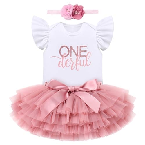 ODASDO Baby Girl Animal Theme 1st Birthday Cake Smash Outfit Set