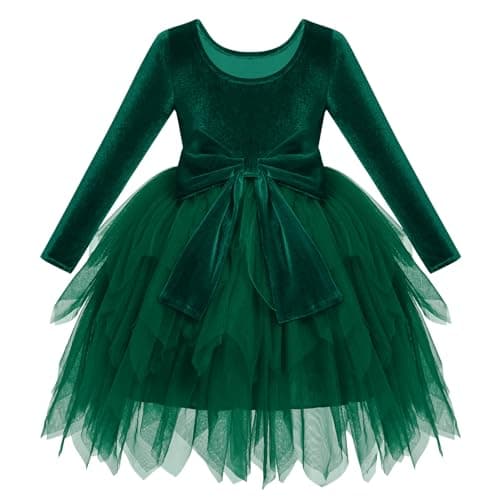IMEKIS Toddler Girl Christmas Velvet Tutu Dress 1-6T
