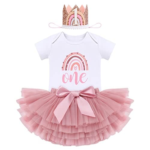 ODASDO Boho Rainbow Birthday Cake Smash Outfit Set