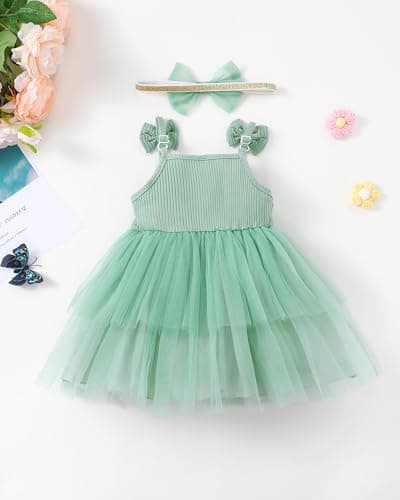 Renotemy Toddler Girl Summer Sleeveless Tutu Dress for Birthday Photoshoot
