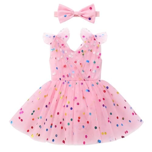 IMEKIS Pink Heart Strawberry Tulle Dress for Baby Girl Birthday Shoot