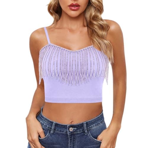 Reflective Crop Top for Women, Festival Rave Outfits and Girls Club Tank Vest