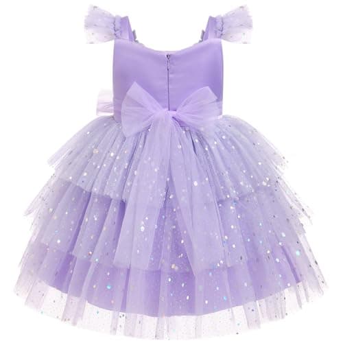 Sequin Party Dress for Toddler Girls: Butterfly Flower Pageant Tutu Dress for Photo Shoots (1-6T)