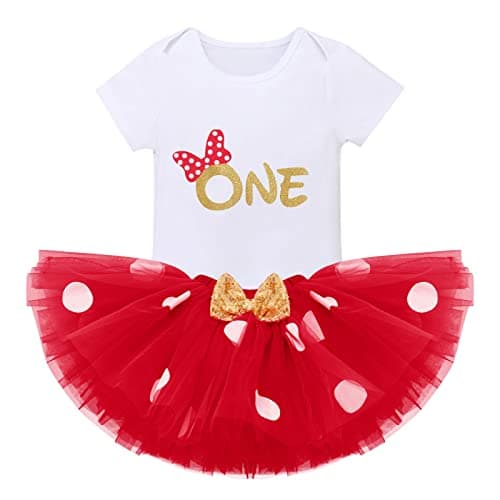 IMEKIS Baby Girls 1st Birthday Tutu Romper with Polka Dots & Mouse Ears Costume