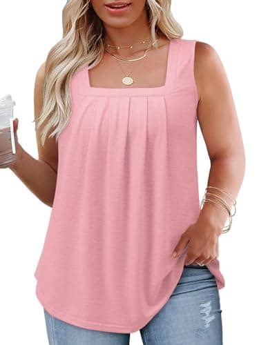 Flowy Square Neck Tank Tops for Women XL-5XL