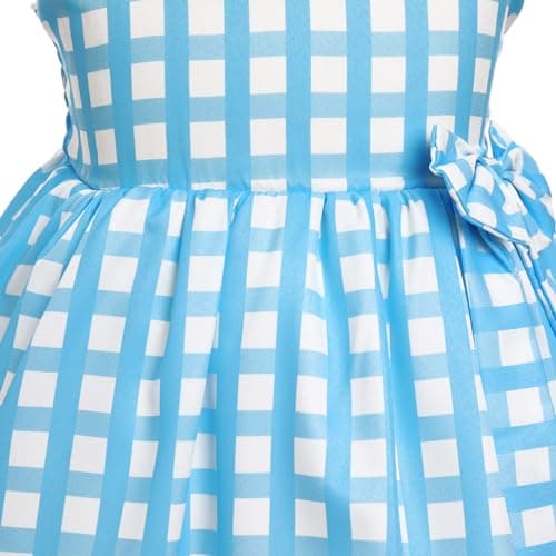 IMEKIS Toddler Girl Easter Blue Plaid Dress for Birthday Photoshoot 1-5T