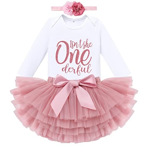 IMEKIS Boho Rainbow Baby Girl 1st & 2nd Birthday Outfit Romper + Tutu + Headband