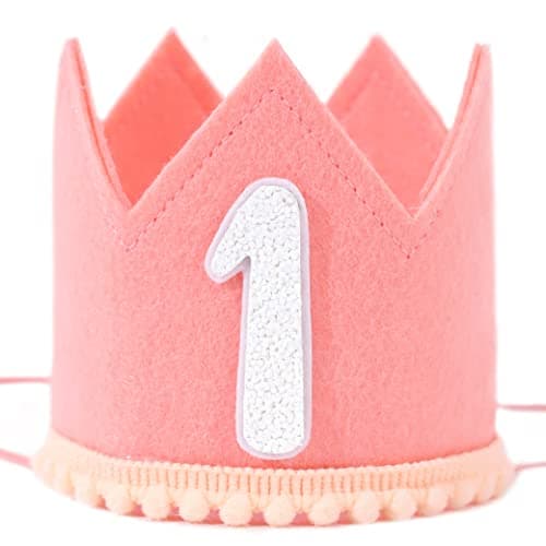 WAHAWU Baby First Birthday Pink Crown Decorations