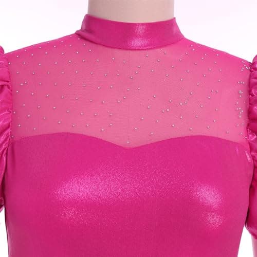 ODASDO Women Shiny Metallic Dance Outfit Crop Top + Skirted Shorts Set