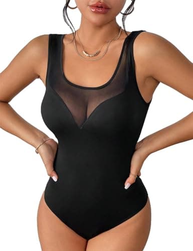 Women's Rhinestone Sheer Mesh Bodysuit with Long Sleeves