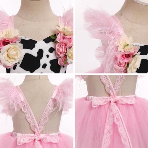 Boho Cow Birthday Outfit for Toddler Girls: Tutu Dress with Headband for Cake Smash Photos