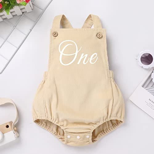 IMEKIS Boho Backless Overalls Romper for Baby 1st Birthday Cake Smash Photo