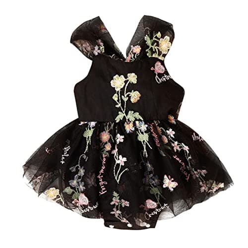 Newborn Baby Girl 1st Birthday Floral Lace Romper Dress for Cake Smash Photo Shoot