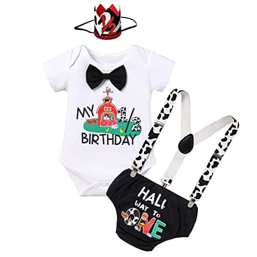 Farm Animals 1st Birthday Cake Smash Outfit for Baby Boys