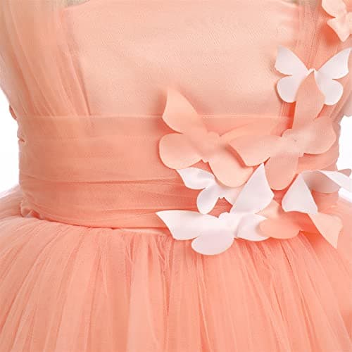 IMEKIS High Low Tulle Butterfly Dress for Toddler Girls Formal Events